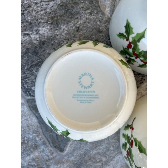 Set Of 5 Vintage Marthaware Christmas Holly Berry Design Bowls - Picture 8 of 10